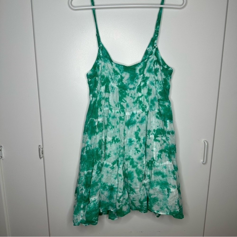 NWT RAGA X Anthropology Tie Dye Pintuck Babydoll Mini Dress Size Large - Picture 7 of 10